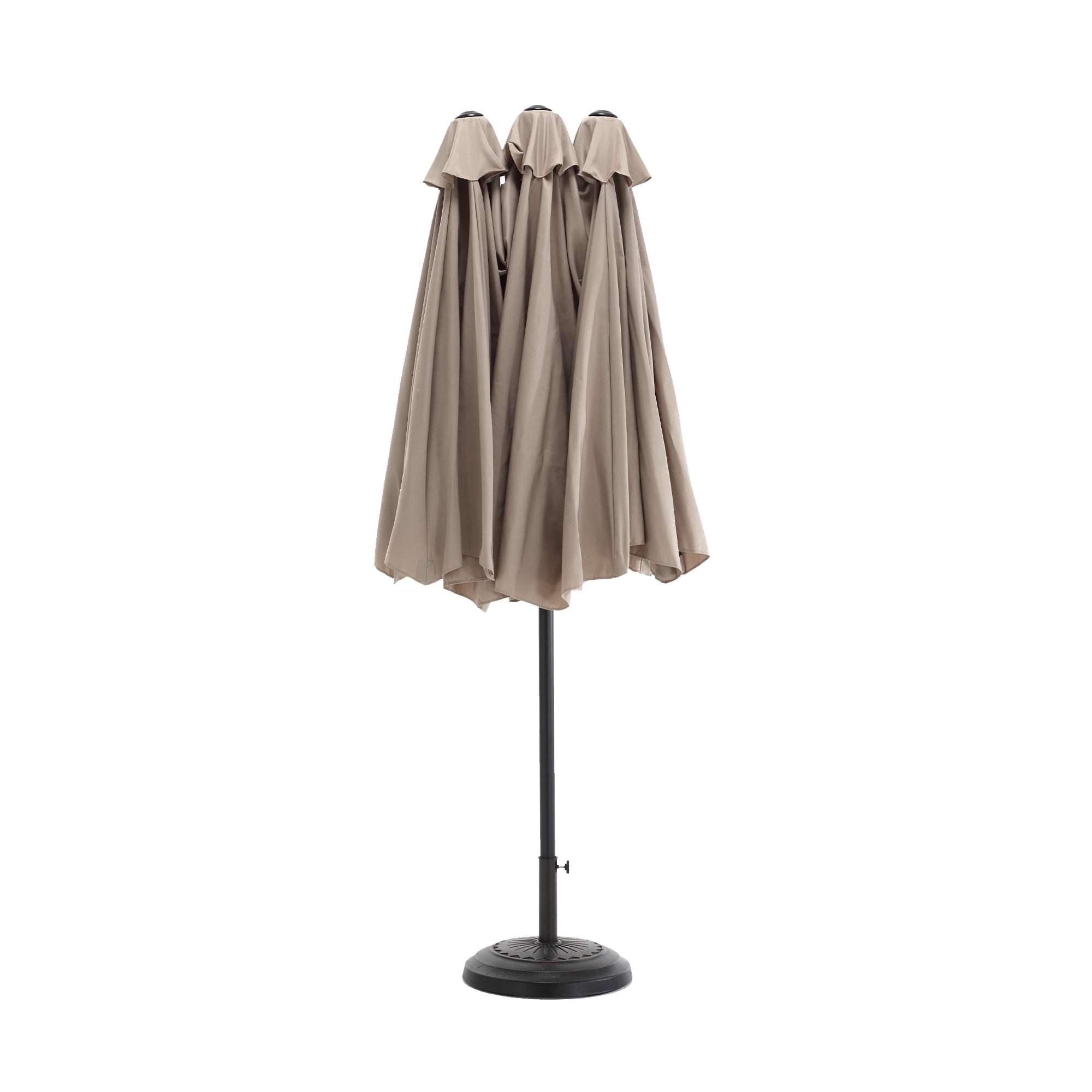 Double Sided Rectangular Outdoor Umbrella 14.8-Foot with Crank, Large Patio Umbrella for Garden and Poolside, Khaki