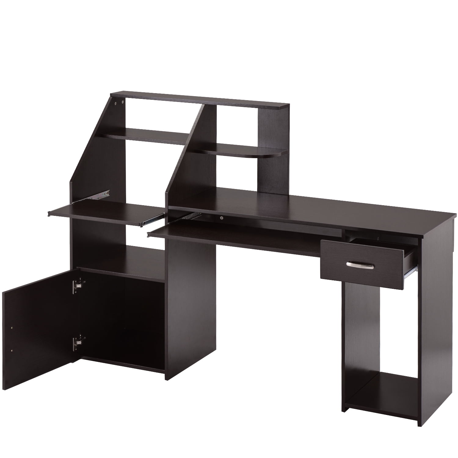 Kepooman Modern Multifunctional Computer Desk with Cabinet & Bookshelves & Keyboard Tray for Home Office Kepooman Modern Multifunctional Computer Desk with Cabinet & Bookshelves & Keyboard Tray for Home Office
