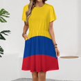 thumbnail image 2 of Flag of Colombia Dress Fashion Beach Short Sleeve Dresses Female Party Printed Sundress, 2 of 7