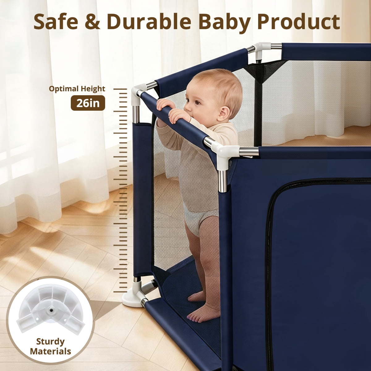 Baby Playpen, Travel Baby Playards, Baby Play Yard, 6Panels Portable Infant Play Game Area,Blue