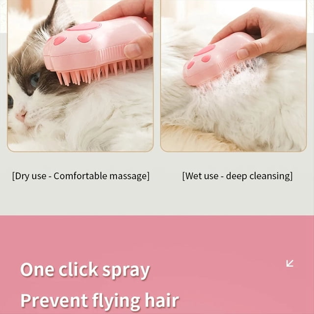 1 Uds. Cepillo de Vapor para Gatos, Peine de Masaje para Perros, Pulverizador de Agua EléCtrico Incorporado, DepilacióN de Mascotas de Silicona Suave