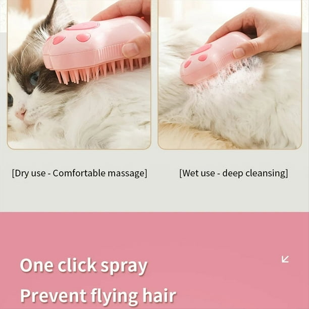 1 Uds. Cepillo de Vapor para Gatos, Peine de Masaje para Perros, Pulverizador de Agua EléCtrico Incorporado, DepilacióN de Mascotas de Silicona Suave