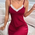 thumbnail image 4 of Fjofpr Women Sleeveless Nightgowns Tank Sleeshirt Soft Nightshirt for Sleeping Sleepwear Chemise Women's Casual Solid Color Suspender Lace Suspender Dress Nightdress, 4 of 8