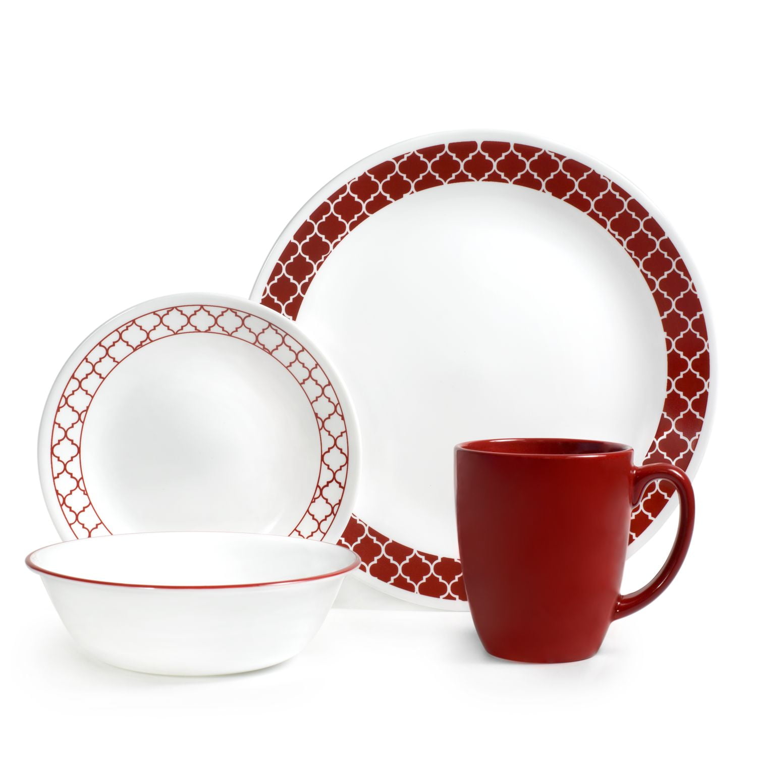 Corelle Livingware 16-Piece Dinnerware Set, Crimson Trellis, Service ... Corelle Livingware 16-Piece Dinnerware Set, Crimson Trellis, Service ...