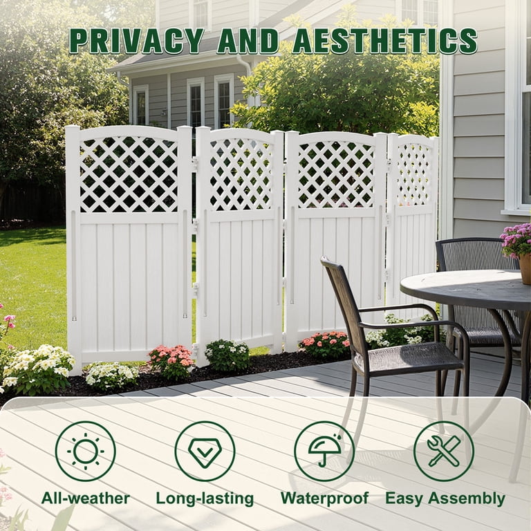 Devoko 4-Panel Privacy Fence, White photo 4