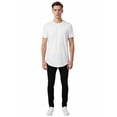 thumbnail image 3 of Allsense Men's Hipster Long T-Shirt - Drop-Cut Curved Hem Tee, White, Large, 3 of 3