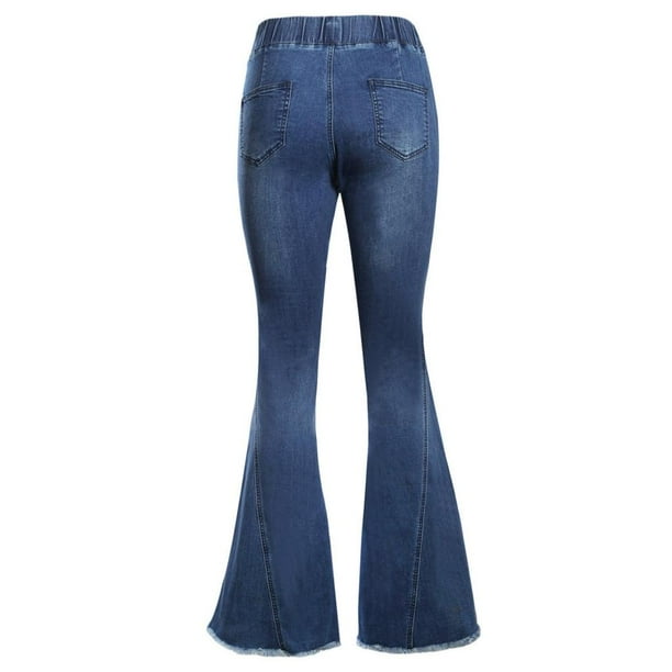 Pantalones Vaquero Acampanados Jeans de Mezclilla cinturo Elástica