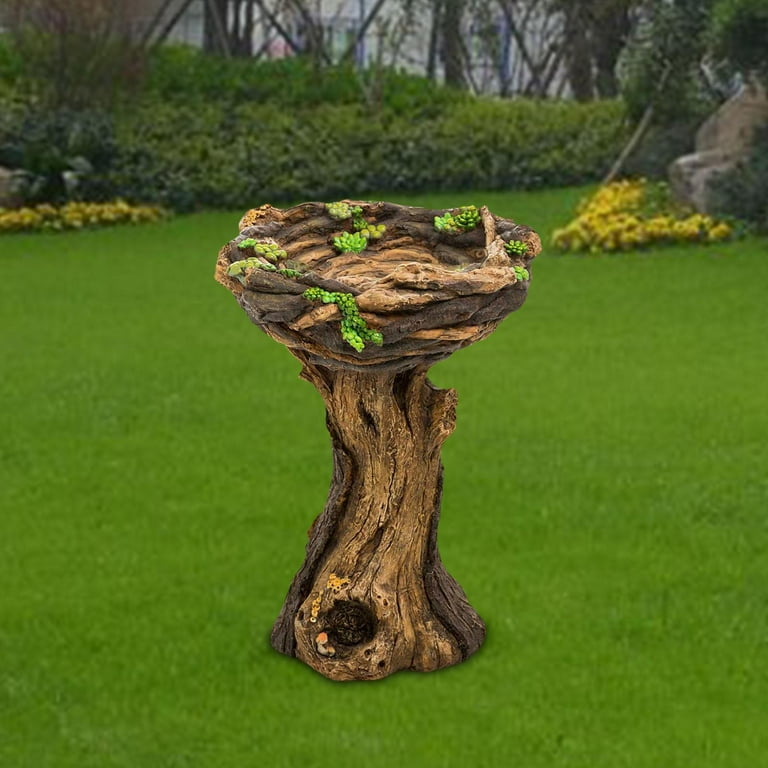 Resin Tree Stump Bird Decorative for Fairy Garden Birdbath Feeder