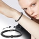 thumbnail image 3 of Xiao Hua Pulsera de turmalina negra con cuentas grandes y raíz de yoga, pulsera trenzada con piedras preciosas naturales, pulsera ajustable de moda, 1 pieza, color negro, 3 of 3