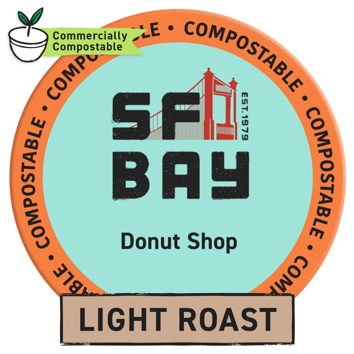 SF Bay Coffee Donut Shop, Light Roast Compostable Coffee Pods K Cup Compatible including Keurig ...