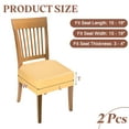 thumbnail image 2 of Paquete de 2 fundas de asiento de silla de comedor de PU, fundas elásticas para cojines de silla, protectores traseros impermeables para comedor, cocina, dormitorio, amarillo, 2 of 7