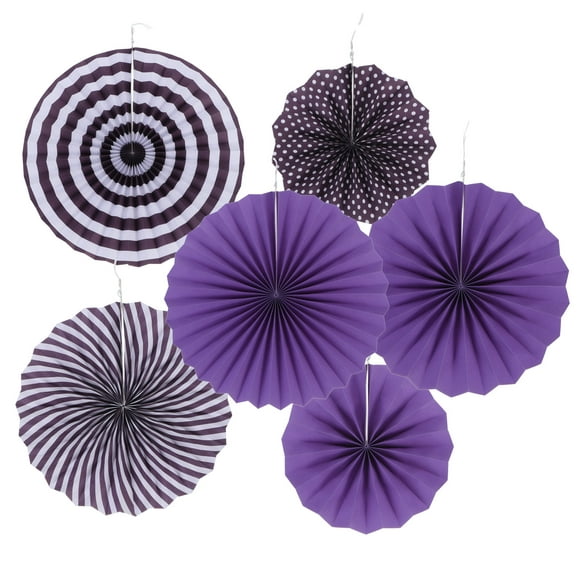 Uxcell 8"/12"/16" Round Paper Fans Hanging Decoration for Birthday Wedding Party, Purple 6 in 1 Set
