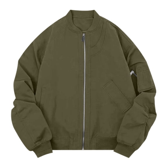 hoksml Men's MA1 Bomber Jacket Baseball Collar Zip Up Cargo Pocket Lightweight Casual Outerwear Multiple Colors