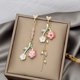 thumbnail image 2 of Pendientes largos, pendientes con borlas, pendientes con flores para mujer, joyas con flores, pendientes largos con flores, pendientes, 2 of 7