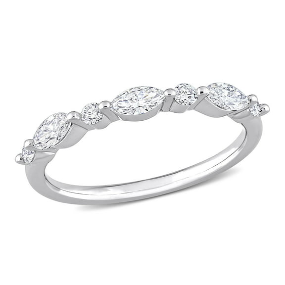 Created Forever Women's 5/8 Carat T.G.W. Lab Created Diamond Platinum Plated Sterling Silver Semi-Eternity Ring