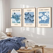 Van Gogh Blue Poster Prints Set of 3, Blue Lavender Flower Market Wall Art Picasso Butterfly Aesthetic Canvas Paintings Decor Artwork for Teen Girls Dorm Bedroom Living Room
