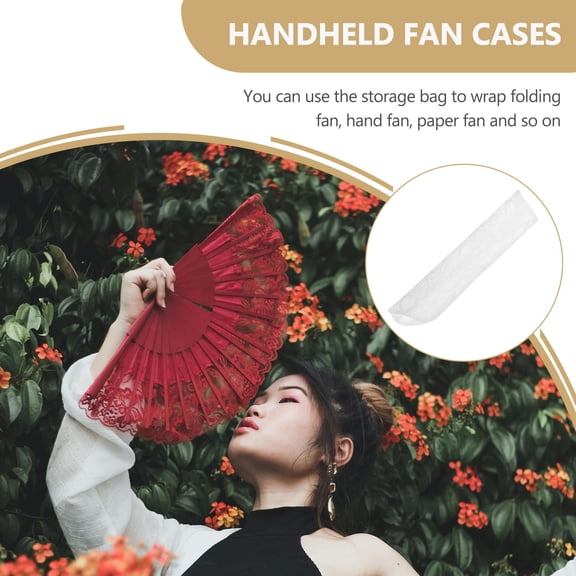 ibasenice Handheld Fan Bag White Lace for Wedding Packaging 1Pack