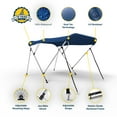 thumbnail image 4 of Seal Skin 3 Bow Bimini Top for Boats, Marine Grade Waterproof Canopy Cover with Frame, 6'L X 46" H X 79"-84"W, 4 of 9