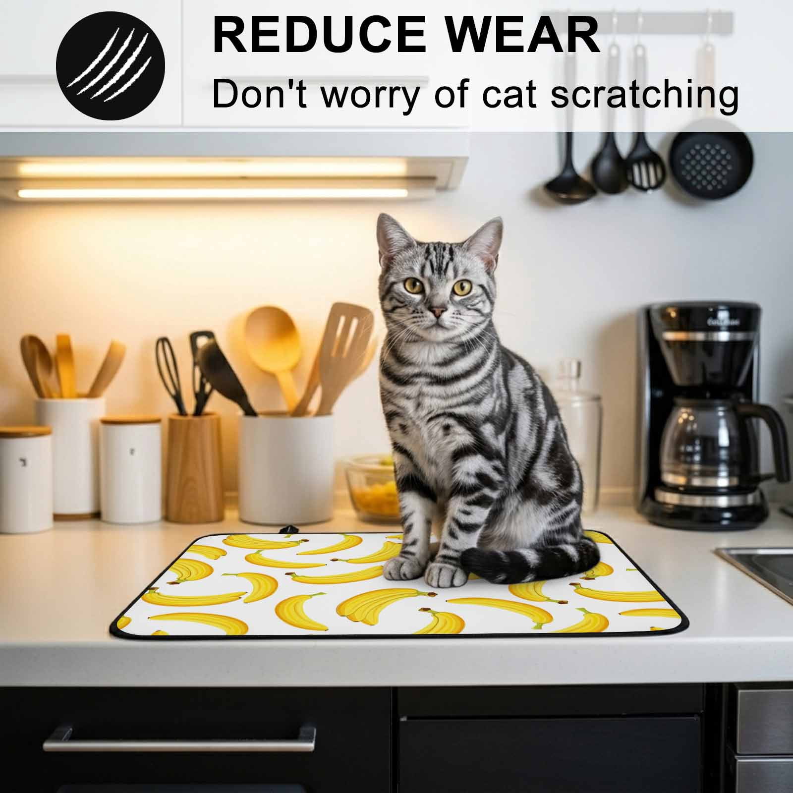 Yellow Banana Stove Top Cover for Electric Stove, Heat-proof & Non Slip Glass Top Stove Cover Protector, Summer Tropical Fruits Watercolor Kitchen Flat Cooktop Rubber Mat 24x21 Inches