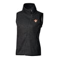 thumbnail image 2 of Women's Cutter & Buck  Heather Charcoal Texas Longhorns Vault Mainsail Sweater-Knit Full-Zip Asymmetrical Vest, 2 of 3