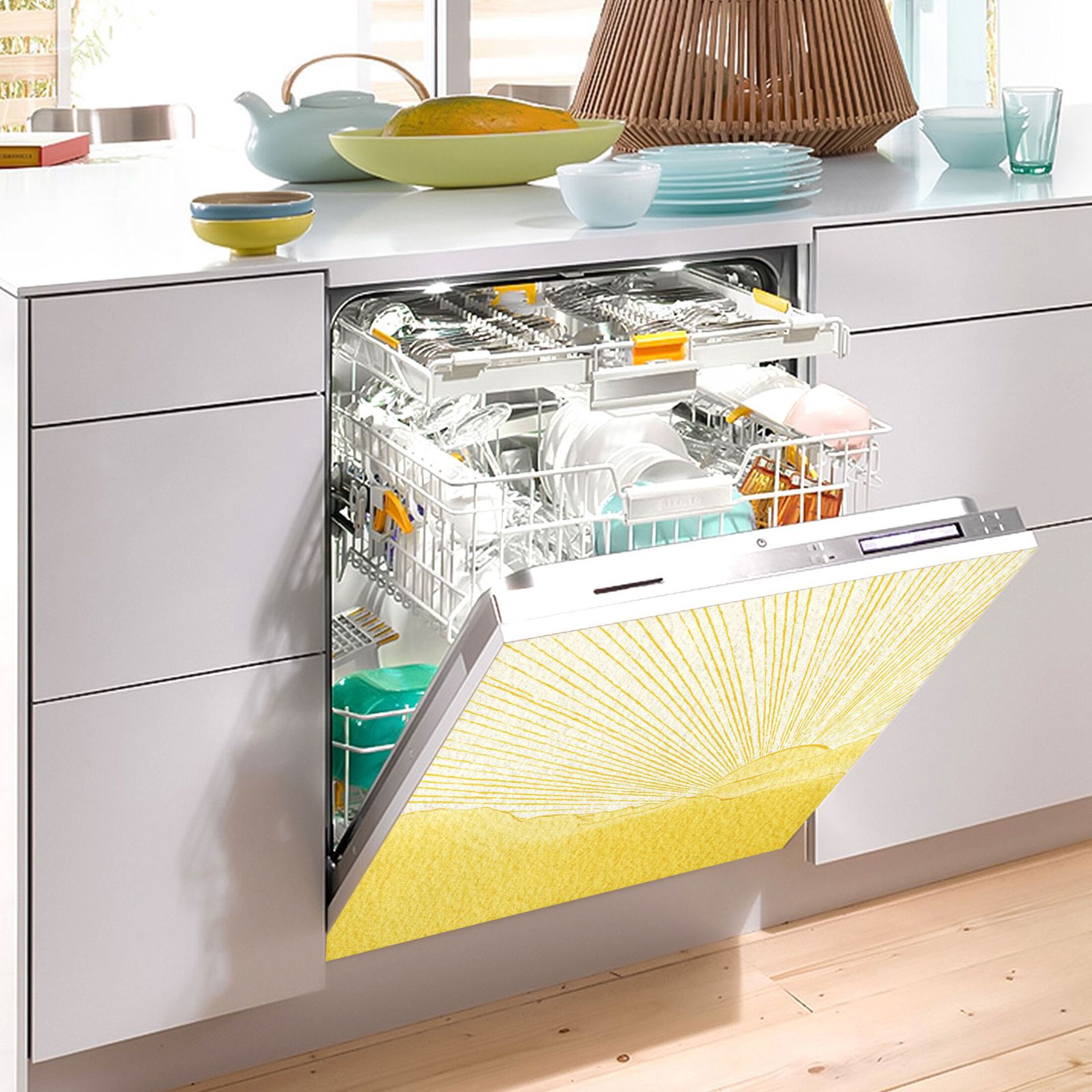 IAUYY Magnetic decorative sticker - 23x26 Inch PVC Refrigerator Decorative Cover, Removable DIY Art for Kitchen Appliances Sky with A Yellowish Hue