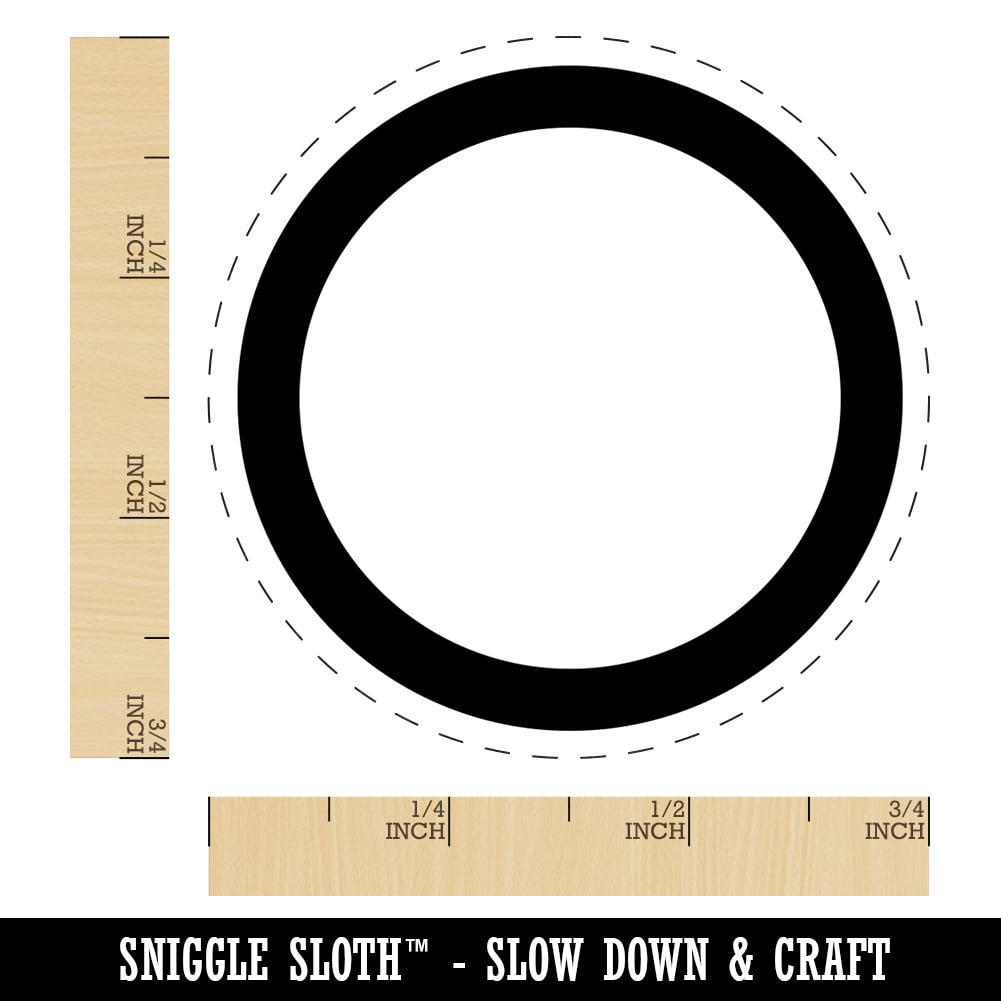 Circle Outline Self-Inking Rubber Stamp Ink Stamper - Black Ink - Small 3/4 Inch