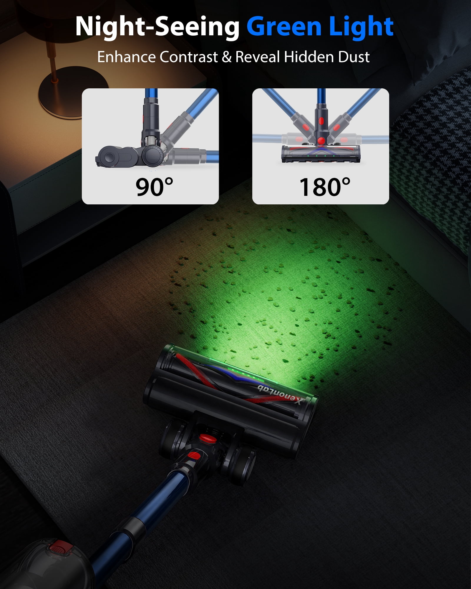Cordless Stick Vacuum Cleaner,650W/55KPa Powerful with Auto Mode & 3 Speeds,75 Mins Runtime Touch Screen Rechargeable Vacuums for Pet Hair,Carpet
