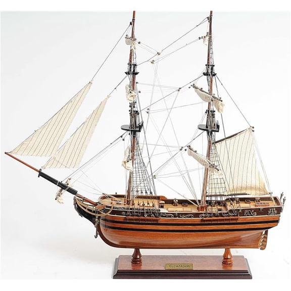 HomeRoots 364383 Wooden Elcazador Ship - 8 x 24 x 24 in.
