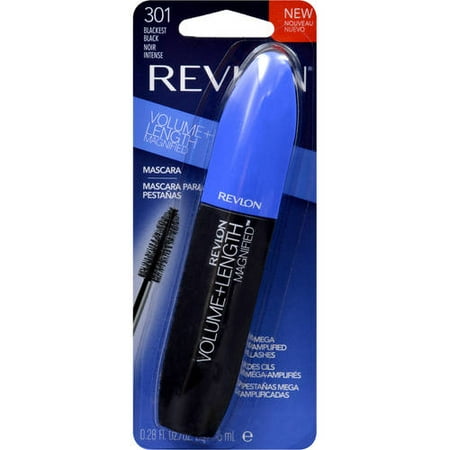 - Revlon volume + length magnified mascara, 0.28 fl oz, blackest black