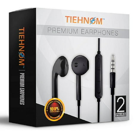 2- Pack Tiehnom Premium Earphones/Headphones/Earbuds with Microphone & Volume Control for iPhone, iPad, iPod, Android Smartphones, Samsung, Sony, Laptop, Music Players 2-COUNT (Best Sony Headphones For Music)