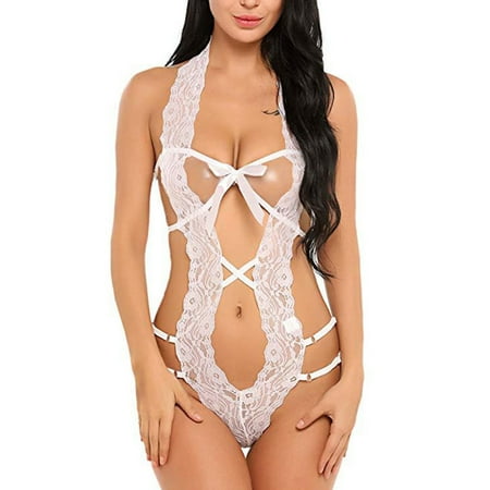 

HOMBOM Racerback Sports Bras for Women Underwear Panties Jumpsuit Underclothes Underpants Lingerie Roleplay Rompers Underwear White XXL(12)