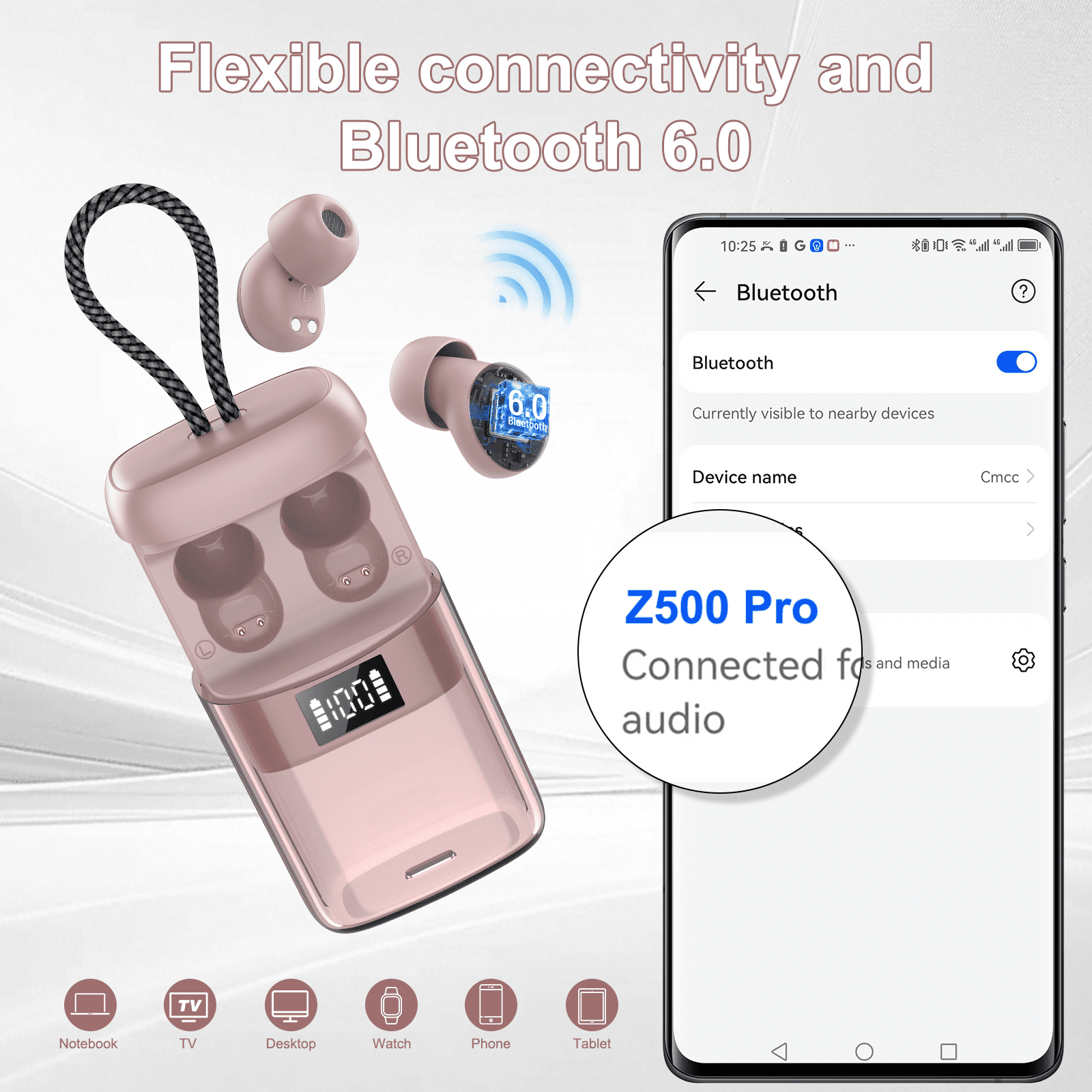 AI Sleep Earbuds Bluetooth 6.0 in Ear, Mini Sleep Headphones with Sleep Monitor and APP, Small Earplugs for Side Sleepers, 48H Playtime Sleep Earphones with Sleep Mode, Personal Alarm, Rosegold