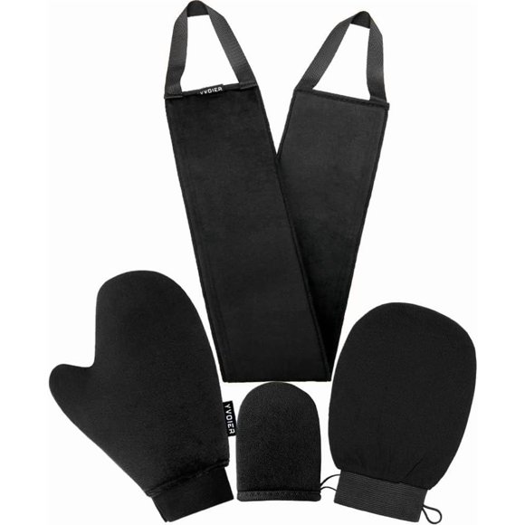 Yvoier Kit aplicador de manopla autobronceadora 4 en 1, juego de autoaplicador con guante exfoliante, aplicador de manopla bronceadora, aplicadores de loción bronceadora para la espalda, manopla para