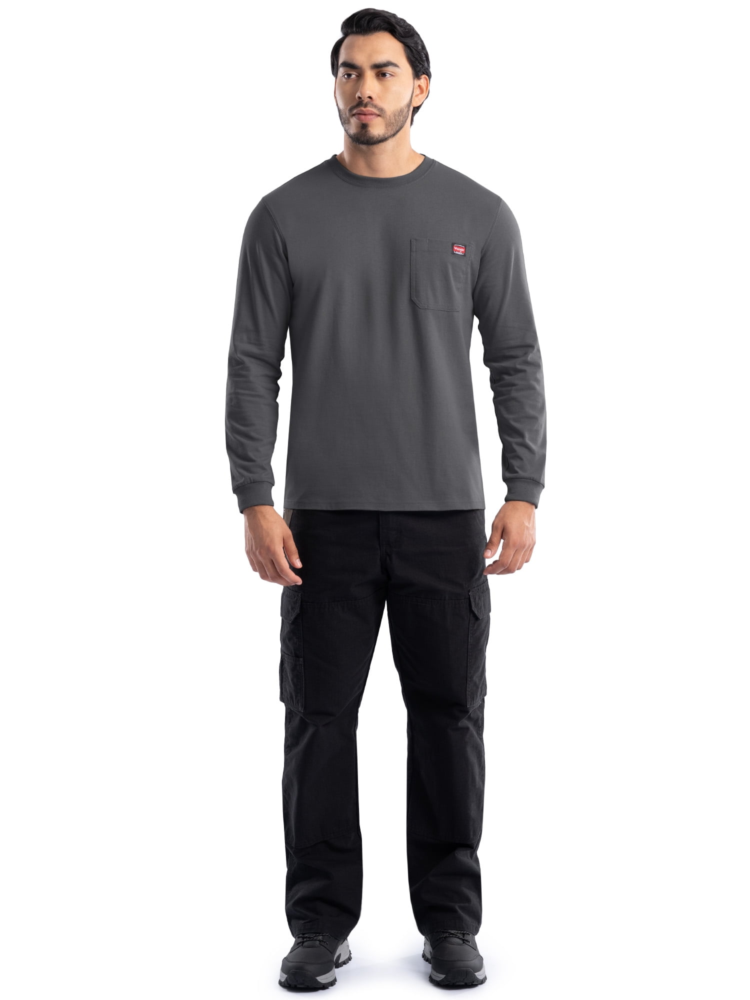 Wrangler Workwear Men's Long Sleeve Heavyweight Pocket T-Shirt, Size S-3XL (Men's and Big Men's)