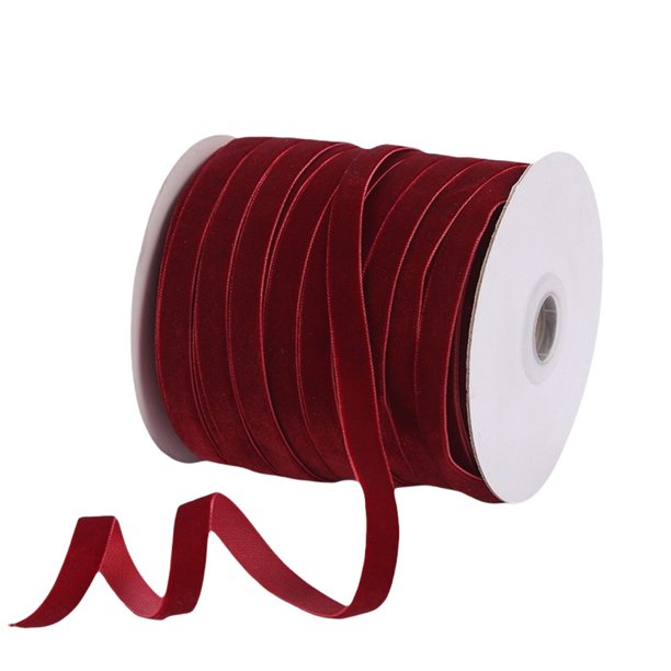 Cinta Terciopelo 50 Yardas Navideña para Envolver Regalos Lazo (vino) Rojo