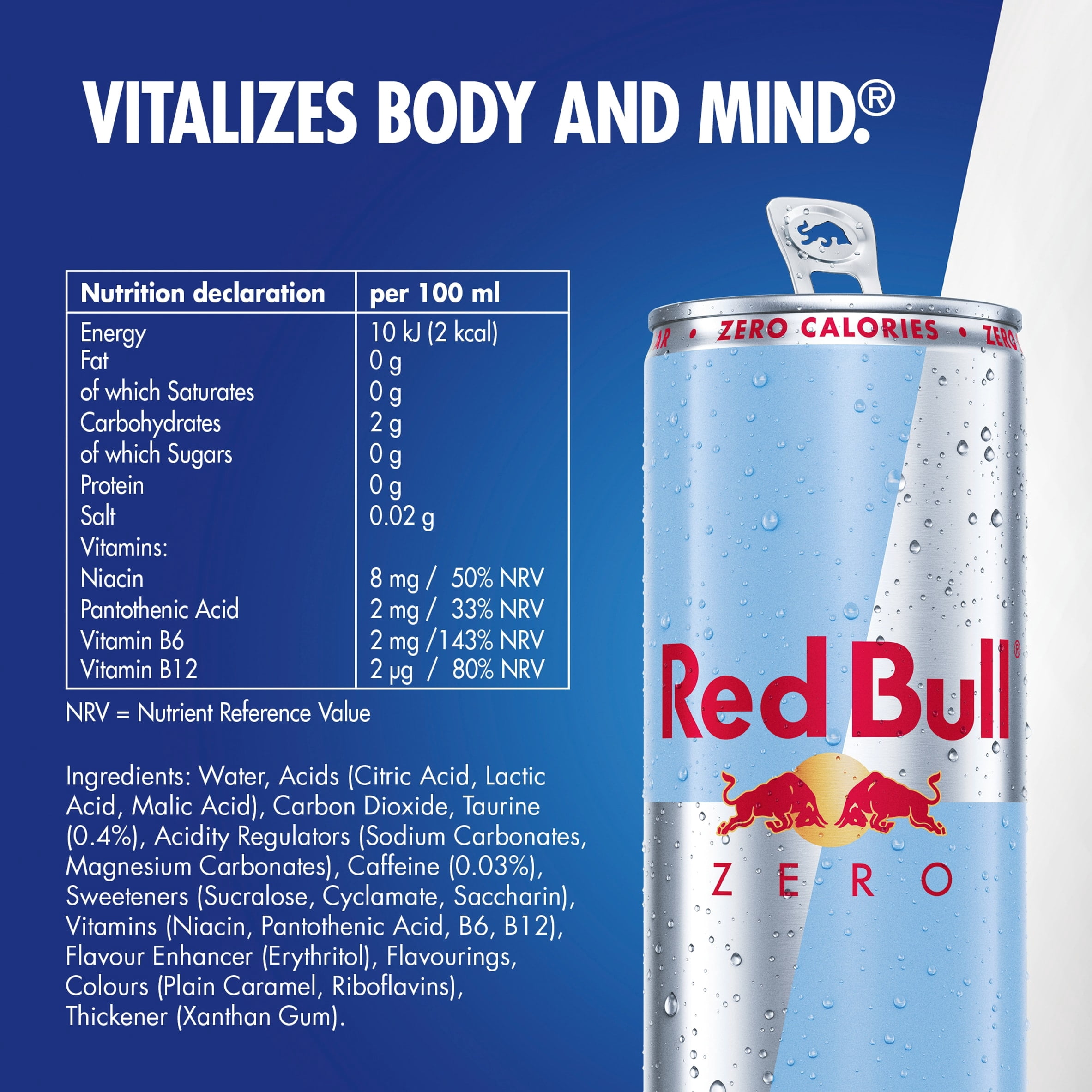 Red Bull Zero Calories Energy 1 X 250Ml, Imported from Britain