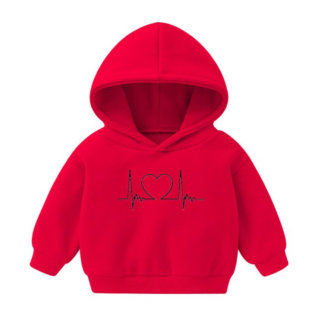 Posijego Sweat à Capuche pour Enfants 1-8 Ans Coton Manches Longues Garçons Filles Pull Graphique Cœur