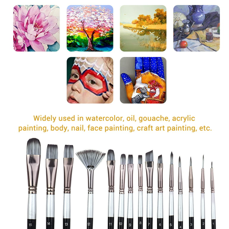 Walmeck 6pcs Paint Brushes Set Round and Flat Tips Artists Paintbrushes  Nylon Hair Wooden Handle Art Supplies Gift for Children Adults Beginners  for