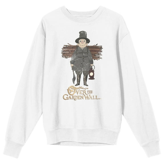Over The Garden Wall The Woodsman Adult White Crew Neck Long Sleeve Sweatshirt