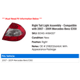 thumbnail image 2 of Right Tail Light Assembly - Compatible with 2007 - 2009 Mercedes-Benz E350 2008, 2 of 2