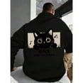 thumbnail image 4 of Men's Black Cat Print Hoodie, Autumn and Winter Sweatshirt, 4 of 6
