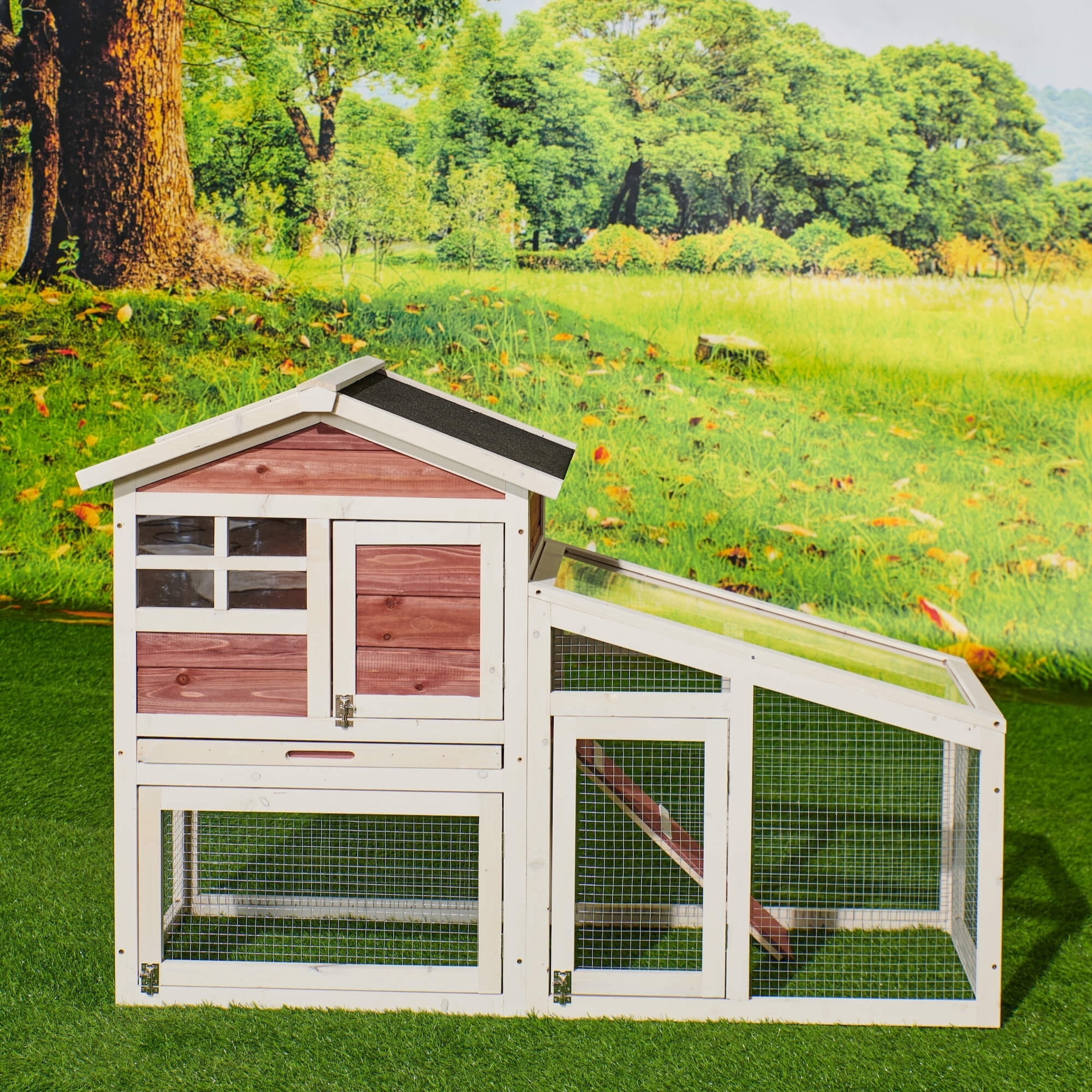 Kadyn Rabbit Hutch Outdoor, Wooden Chicken Coop, Bunny Cage Hen House with Run, Ventilation Door, Removable Tray, Ramp, Sunlight Panel, Backyard Garden Animals Pet Cage, Auburn Kadyn Rabbit Hutch Outdoor, Wooden Chicken Coop, Bunny Cage Hen House with Run, Ventilation Door, Removable Tray, Ramp, Sunlight Panel, Backyard Garden Animals Pet Cage, Auburn