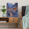 thumbnail image 5 of Qisvanset 12x16 Inch 2D Flat Framed Canvas Art, Cozy Snowy Winter Village Warm Light Holiday Home Wall Art Decor, 5 of 5