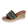 thumbnail image 2 of Hoshose Women Sandals Open-toe Summer Beach Women Wedge Sandals Black, 2 of 8