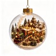 thumbnail image 2 of 3.15 Inch LED Christmas Village Scene Ornament Light Up Transparent Acrylic Hanging Bauble with Winter Town Train Warm LED Glowing Xmas Tree Pendant for Home Decor Holiday Gift, 2 of 5