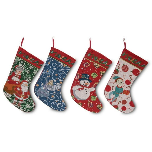 Set of 4 Set of 4 Tapestry Christmas Stockings