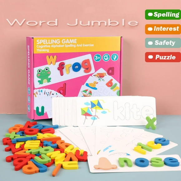 YHAIOGS Christmas Board Games for Children Wooden Cardboard English Spelling Alphabet Game Early Education Educational