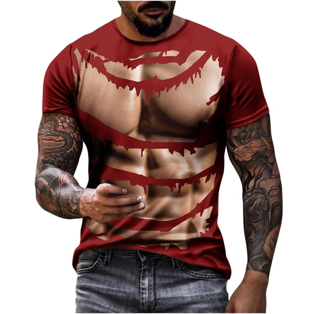 Birdeem Chemises pour Hommes Décontractées T-Shirt Imprimé Muscle Tee Graphique Tee Extérieur Quotidien Vacances Manches Courtes Col Rond Printemps Été Vêtements