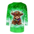 thumbnail image 3 of SEAOPEN Green Cute Cow Graphic Tees 3/4 Sleeve Shirts Crewneck Womens Tops Tshirts for Women XX-Large (Women's S-3XL), 3 of 5