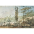 thumbnail image 2 of Louis Gabriel Moreau 18x13 Gold Ornate Wood Frame and Double Matted Museum Art Print Titled - View of a Park, 2 of 4